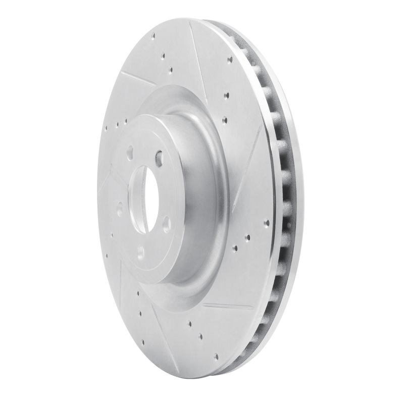 Ford Mustang Brake Rotor (1) - Front Right - R1 Concepts - Drilled & Slotted - Silver - `15-`23